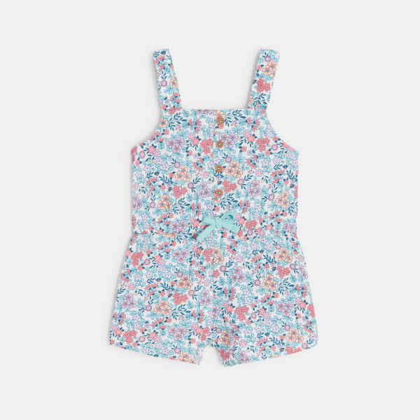 جمبسوت قصيرة برسوم الفلامنغو وأشرطة الكتف متعددة الألوان للفتيات الصغيرات